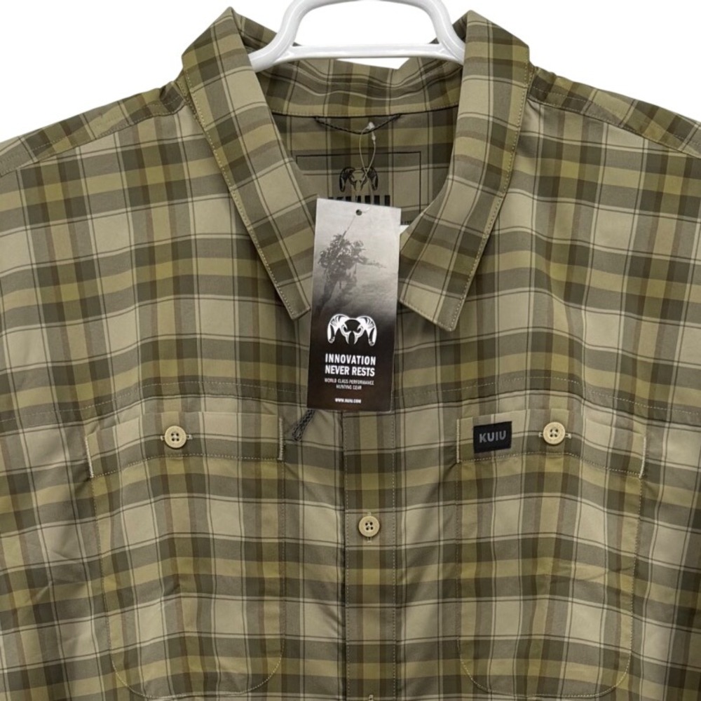 Kuiu Borrego SS Shirt Mens 3XL Valo Crosscheck Plaid Green Button Up 15064-VL-3X